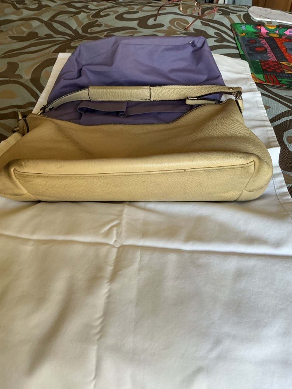 Coach Pebbled Pale Yellow Leather Shoulder Bag - Picture 11 of 12